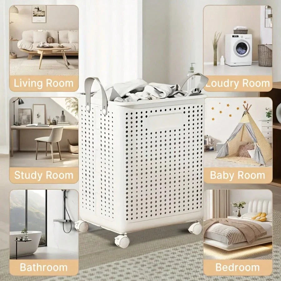 ✅ Collapsible Laundry Basket with Wheels – Large Capacity