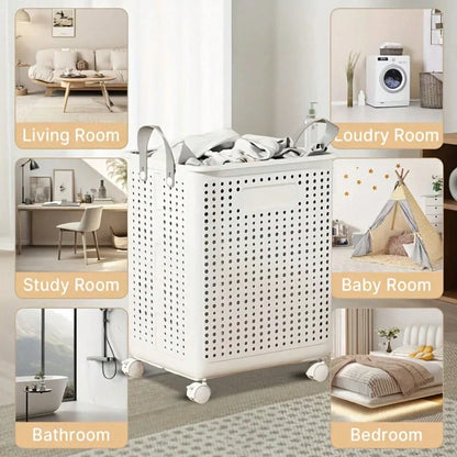 ✅ Collapsible Laundry Basket with Wheels – Large Capacity