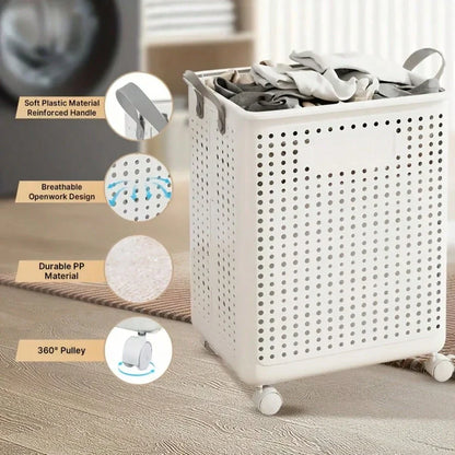 ✅ Collapsible Laundry Basket with Wheels – Large Capacity