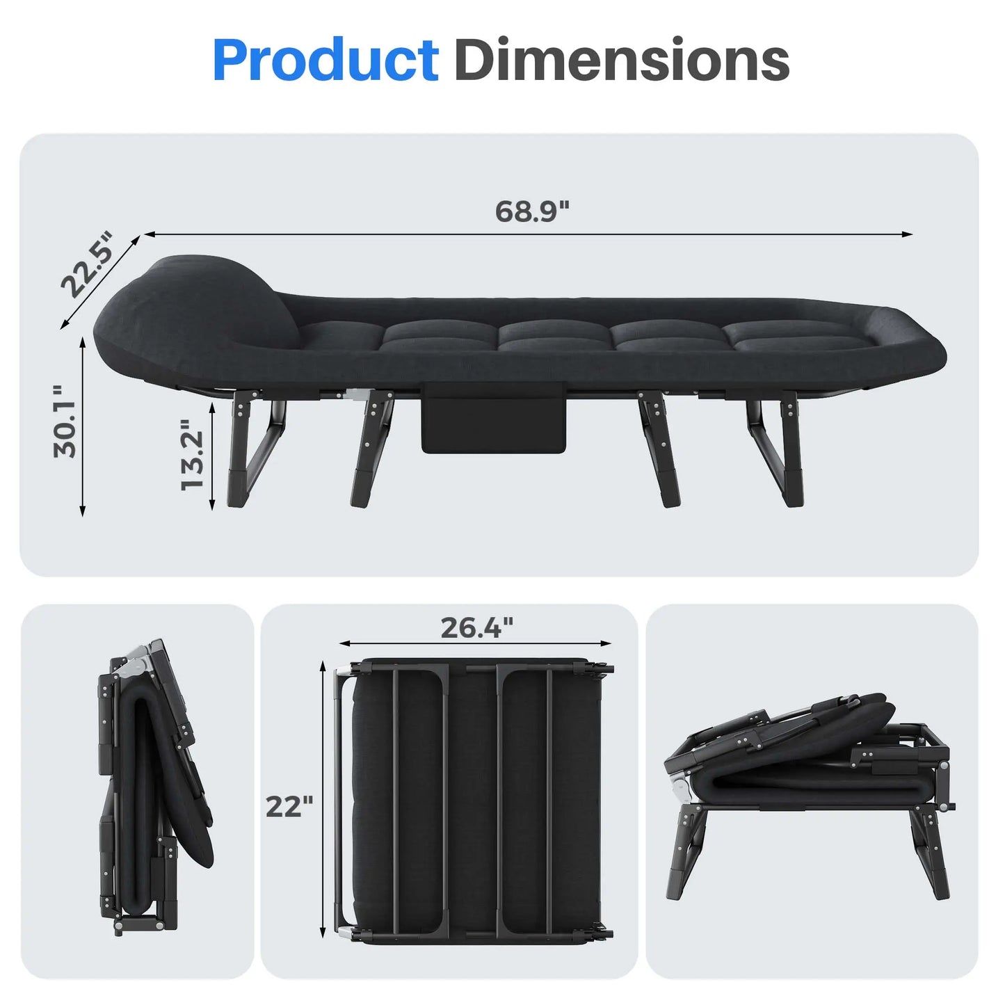 Sweetcrispy Folding Camping Cot with Mattress, Adjustable Outdoor Sleeping Bed
