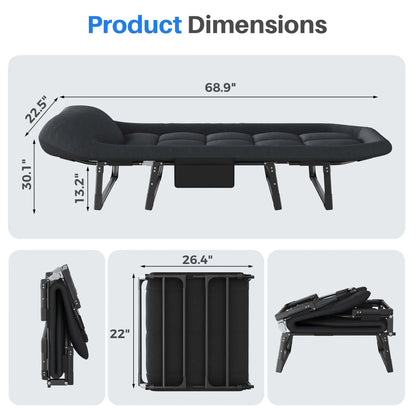 Sweetcrispy Folding Camping Cot with Mattress, Adjustable Outdoor Sleeping Bed