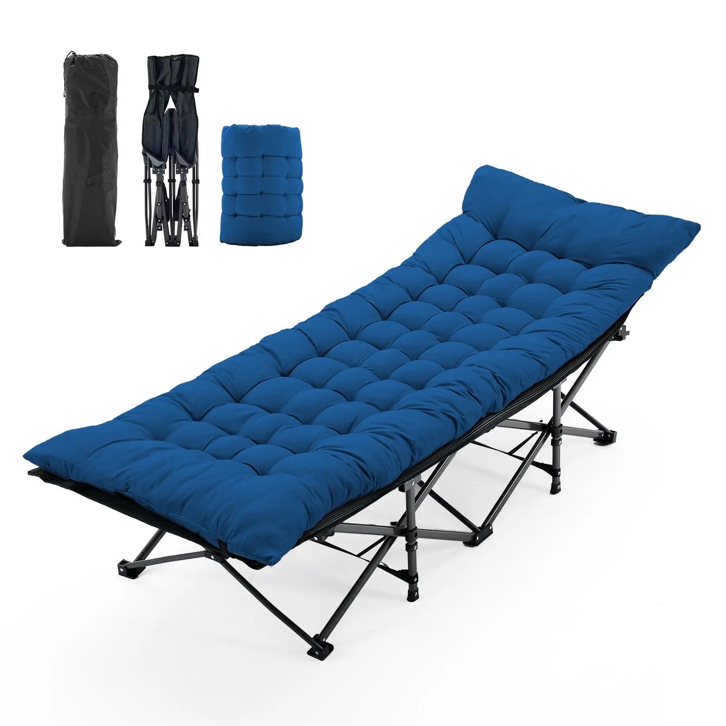 Sweetcrispy Folding Camping Cot with Mattress, Adjustable Outdoor Sleeping Bed