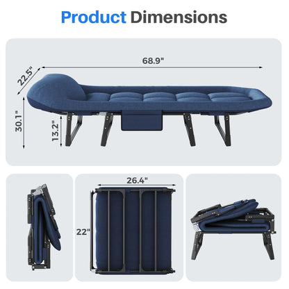 Sweetcrispy Folding Camping Cot with Mattress, Adjustable Outdoor Sleeping Bed