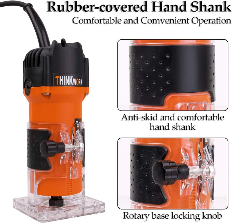THINKWORK 6.5A Compact Router with 15-Piece Bit Set