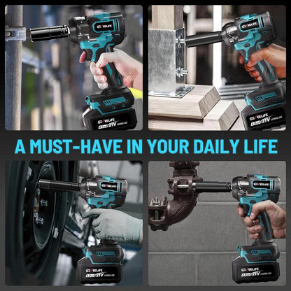 GEVEELIFE 700Nm Brushless Cordless Impact Wrench 1/2", 2×4.0Ah
