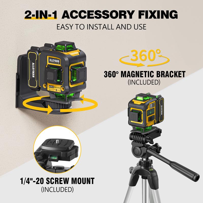 Alloyman 4D 16-Line Green Laser Level with Tripod