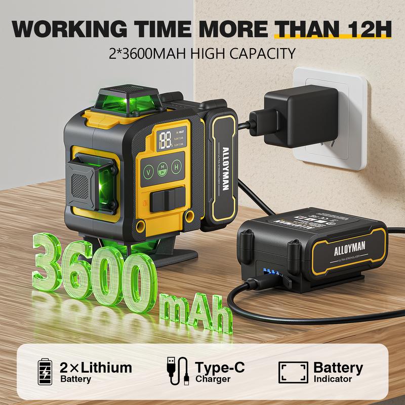 Alloyman 4D 16-Line Green Laser Level with Tripod