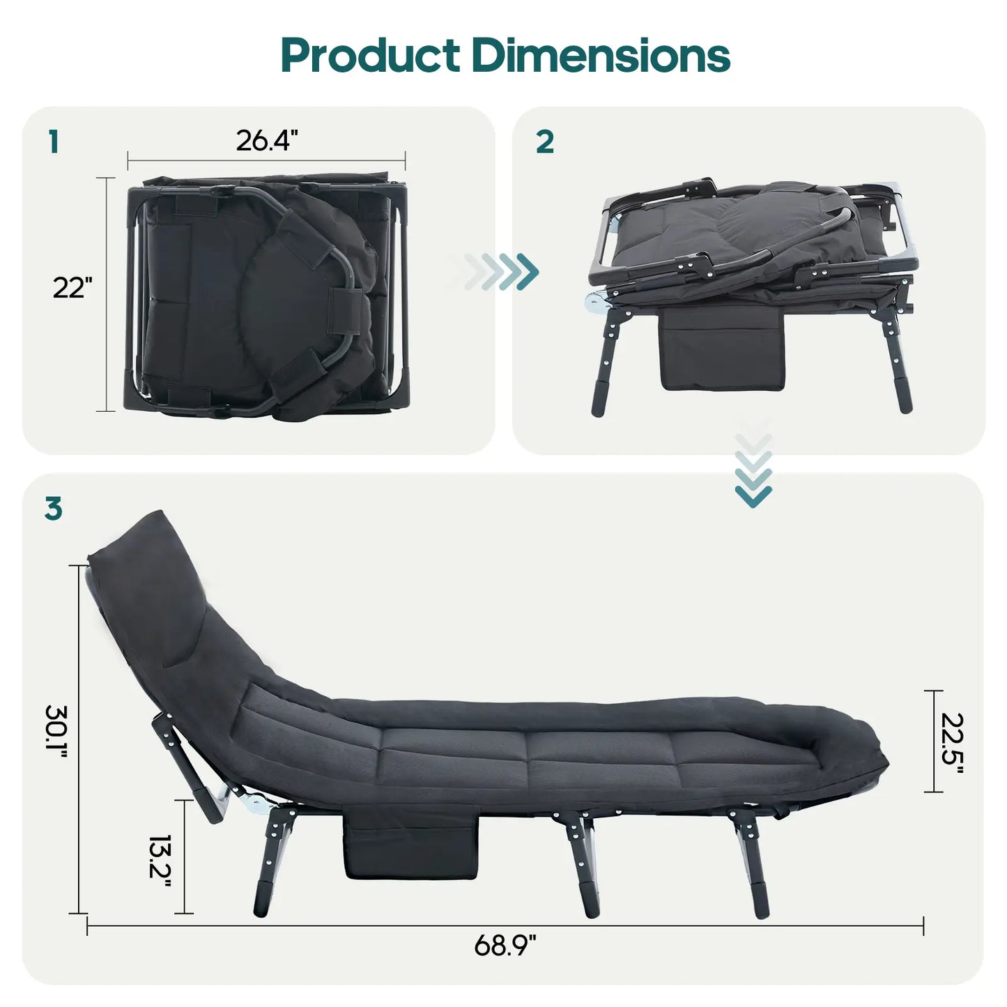 Sweetcrispy Folding Camping Cot with Mattress, Adjustable Outdoor Sleeping Bed