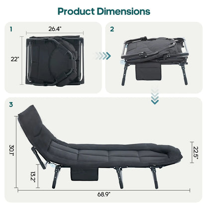 Sweetcrispy Folding Camping Cot with Mattress, Adjustable Outdoor Sleeping Bed