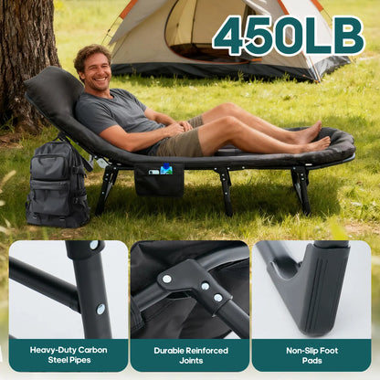 Sweetcrispy Folding Camping Cot with Mattress, Adjustable Outdoor Sleeping Bed